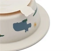 Liewood Peony skridsikker silikone skål sandy med safariprint (2-pak)